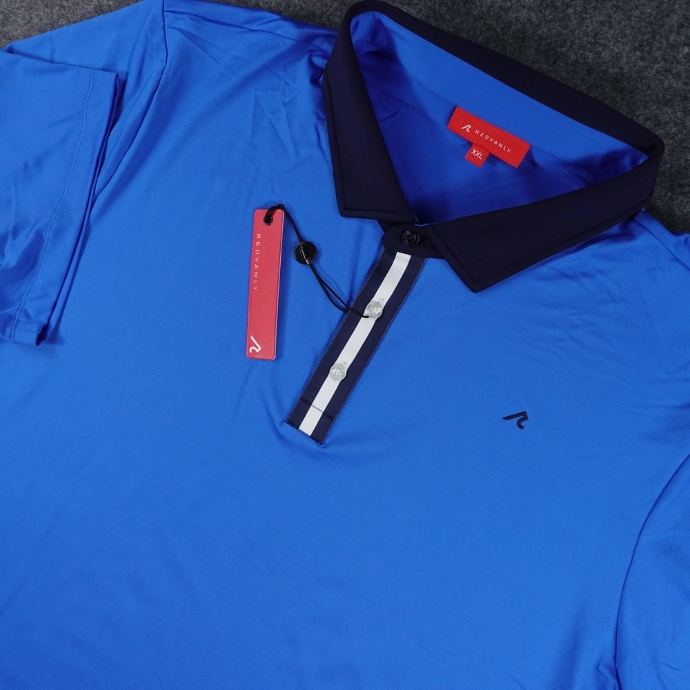Redvanly Monroe Polo Shirt Men's XXL Golf‎ Marine Blue Performance Stretch New